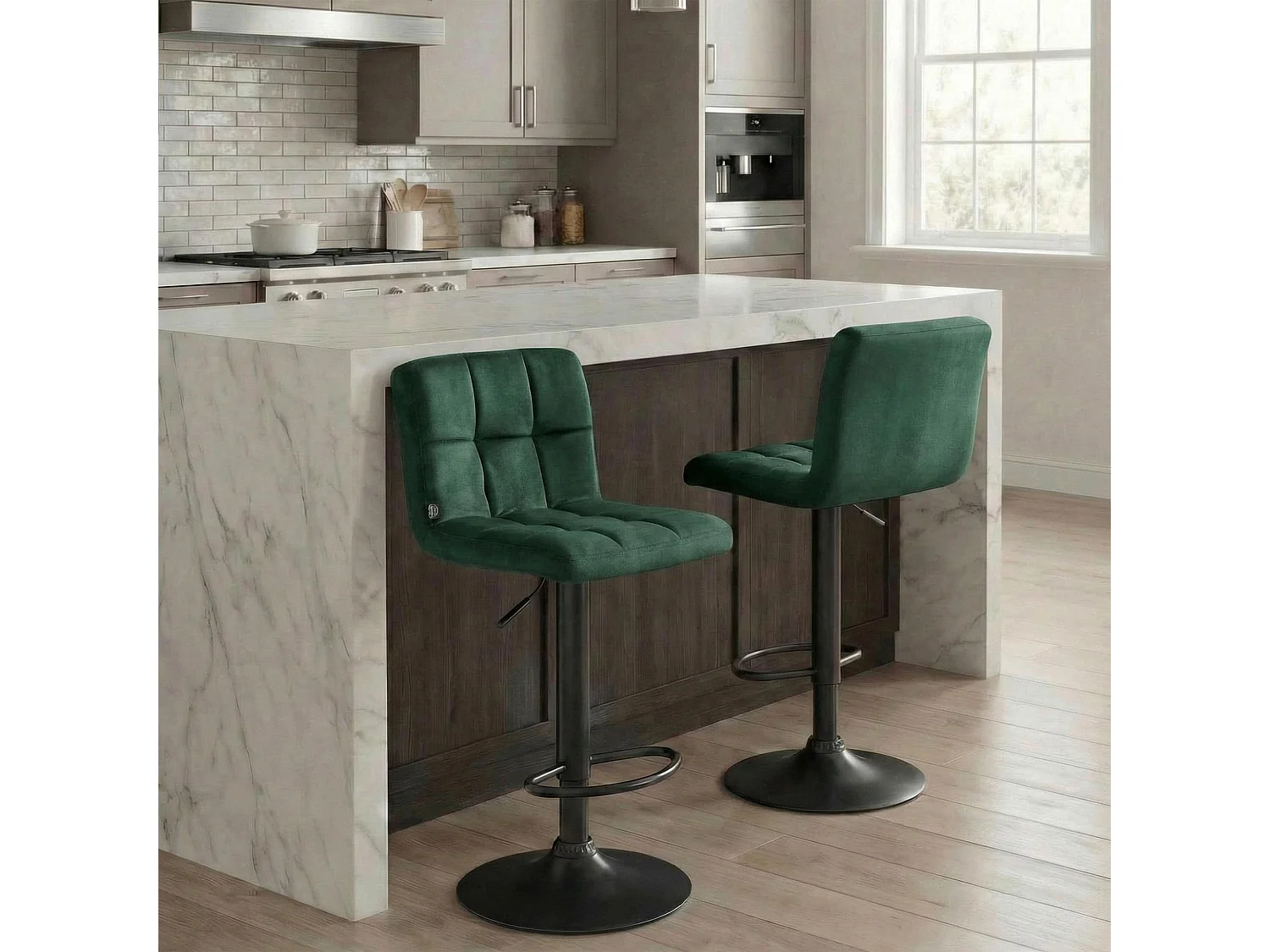 Tabouret de bar - Velours & Noir - Vert - Peru