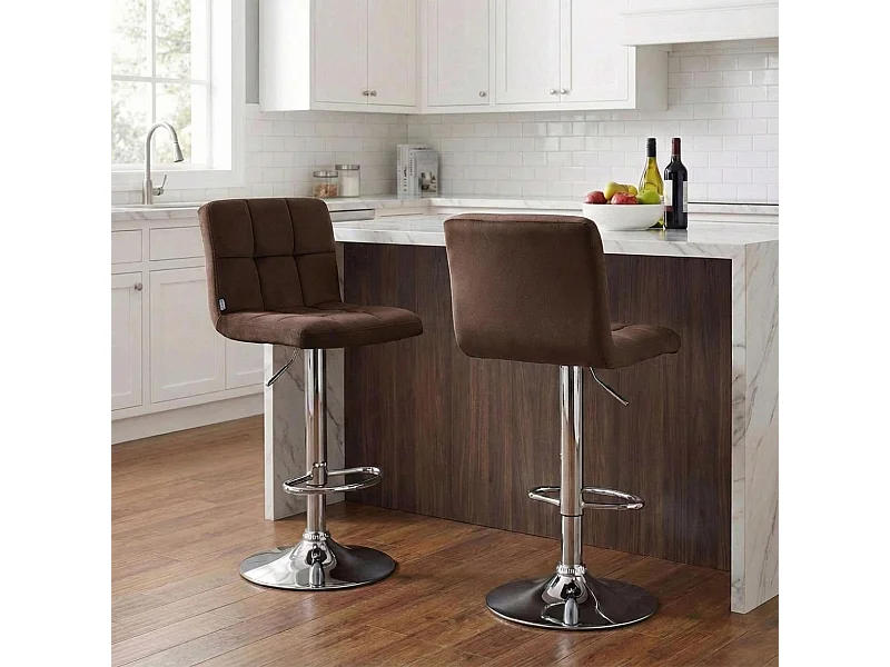 Barkruk - Fluweel & chroom - bruin - Peru