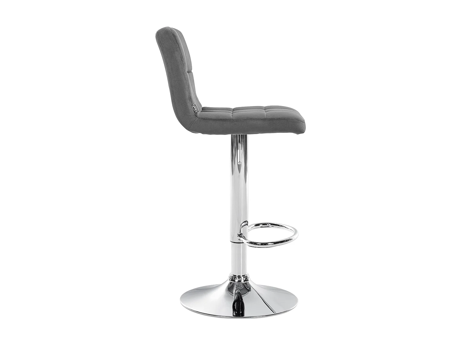 Tabouret de bar - Velours & Chrome - Gris - Peru