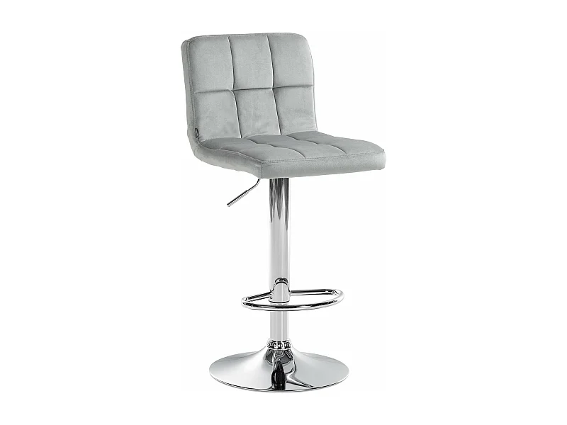 Tabouret de bar - Velours & Chrome - Gris - Peru