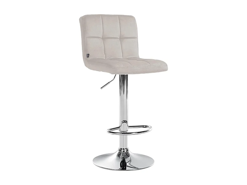 Tabouret de bar - Velours & Chrome - Crème - Peru