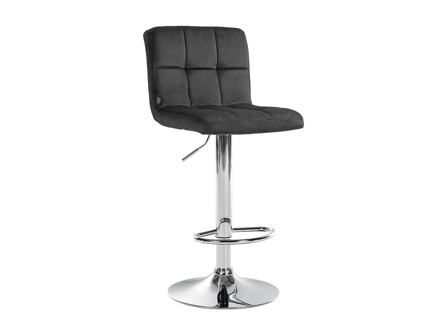 Tabouret de bar - Velours & Chrome - Gris foncé - Peru