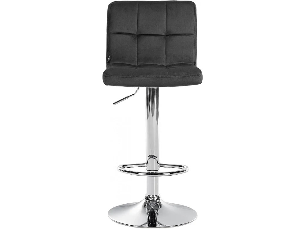Tabouret de bar - Velours & Chrome - Gris foncé - Peru