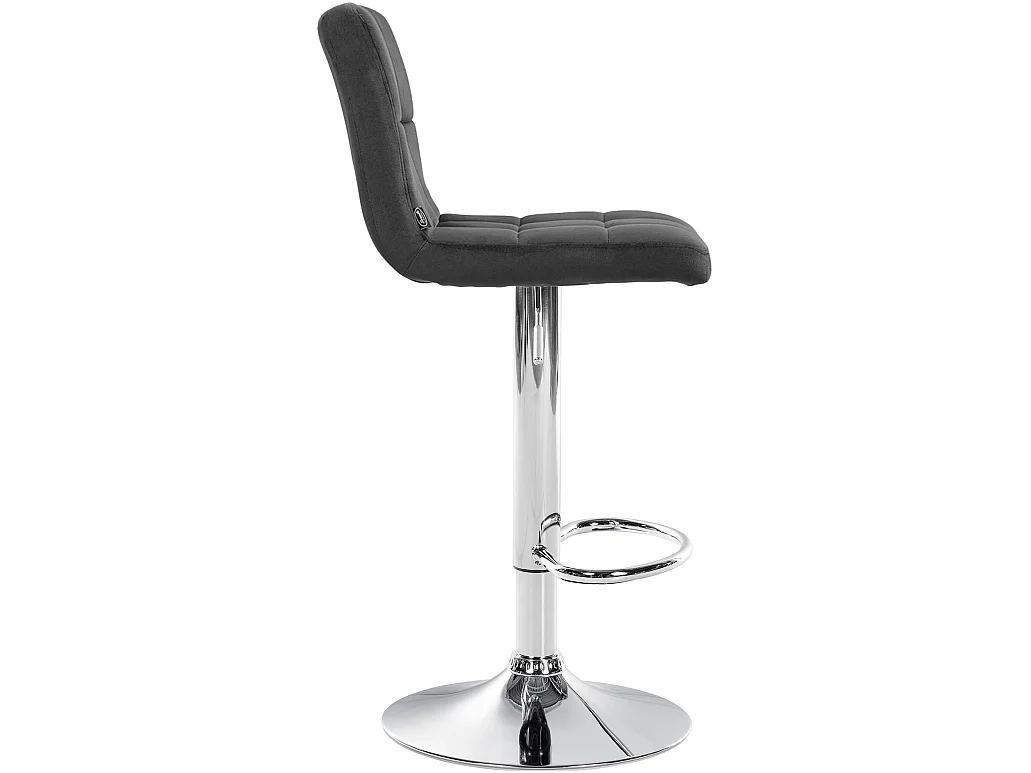 Tabouret de bar - Velours & Chrome - Gris foncé - Peru