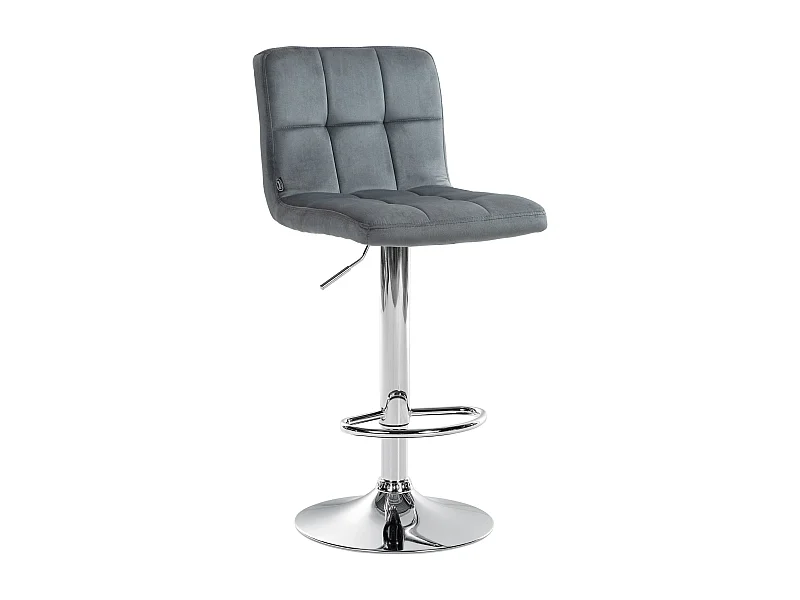 Tabouret de bar - Velours & Chrome - Gris foncé - Peru