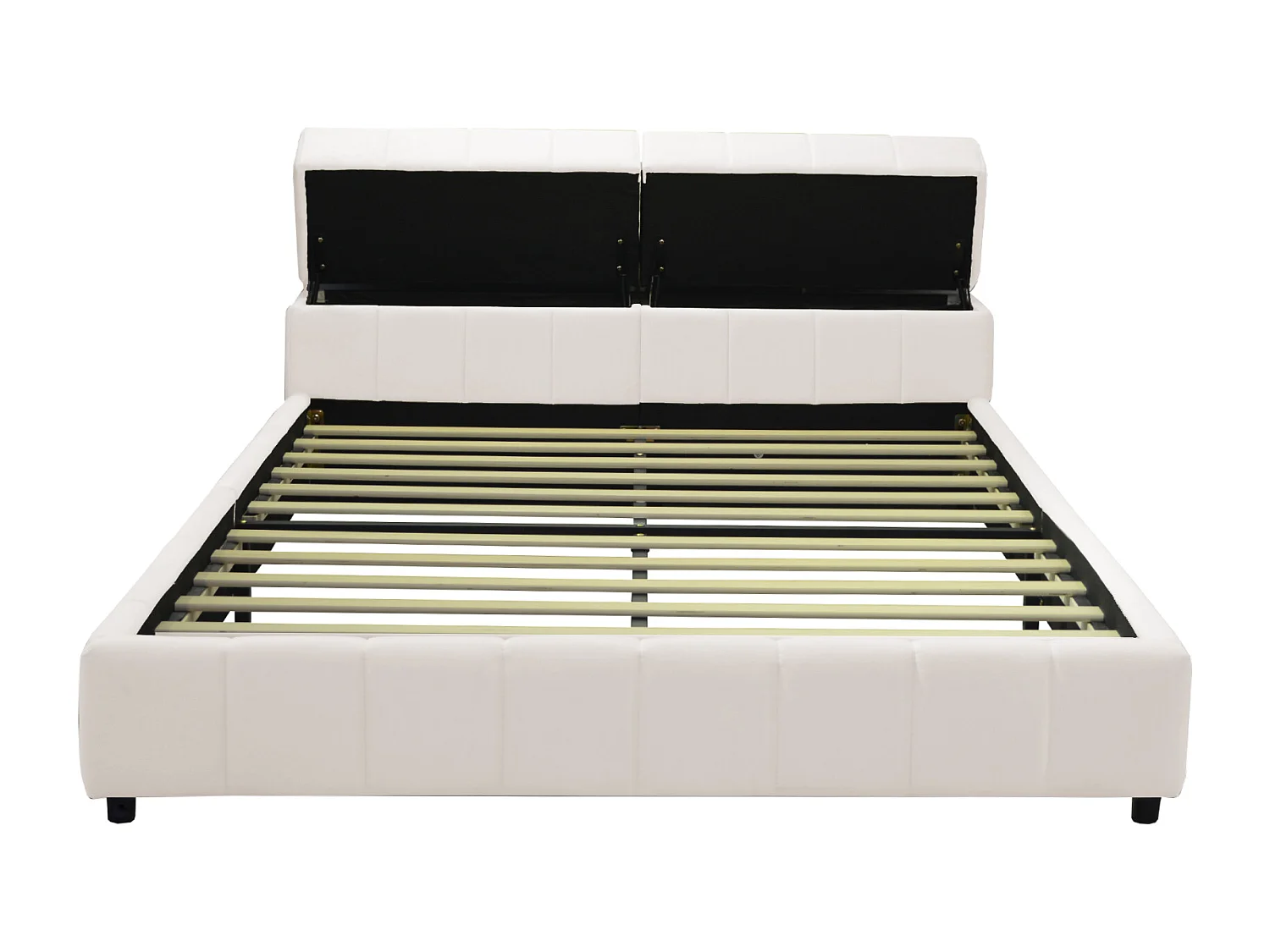 <p><b>Gecapitonneerd bed 140x200cm - hoofdbord met opbergruimte - Beige</b></p>