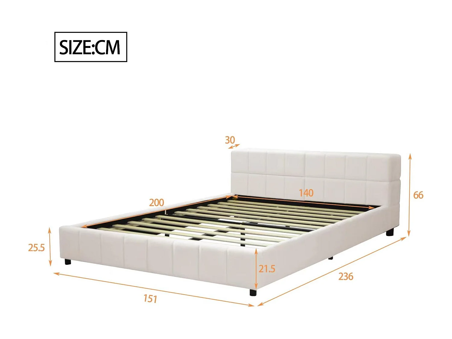 <p><b>Gecapitonneerd bed 140x200cm - hoofdbord met opbergruimte - Beige</b></p>