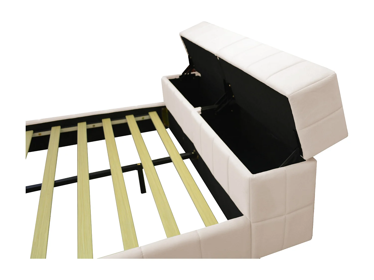 <p><b>Gecapitonneerd bed 140x200cm - hoofdbord met opbergruimte - Beige</b></p>