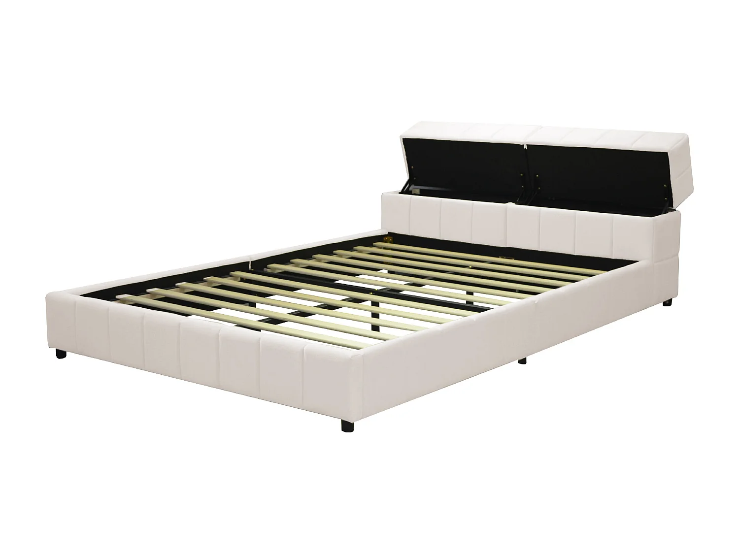 <p><b>Gecapitonneerd bed 140x200cm - hoofdbord met opbergruimte - Beige</b></p>