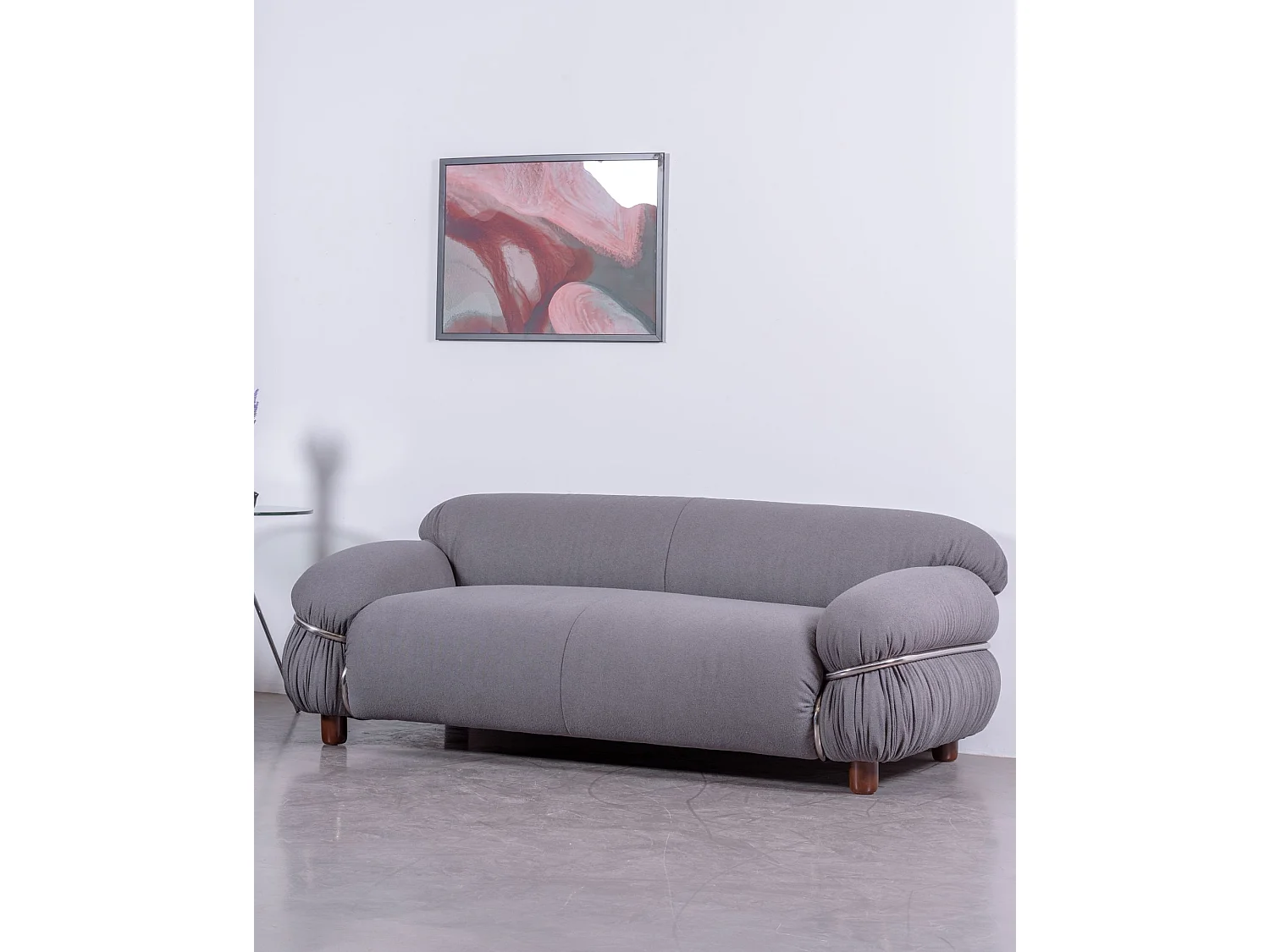 Zweisitzer-Sofa, gepolstert mit Sherpa-Stoff - Olympia - Grau