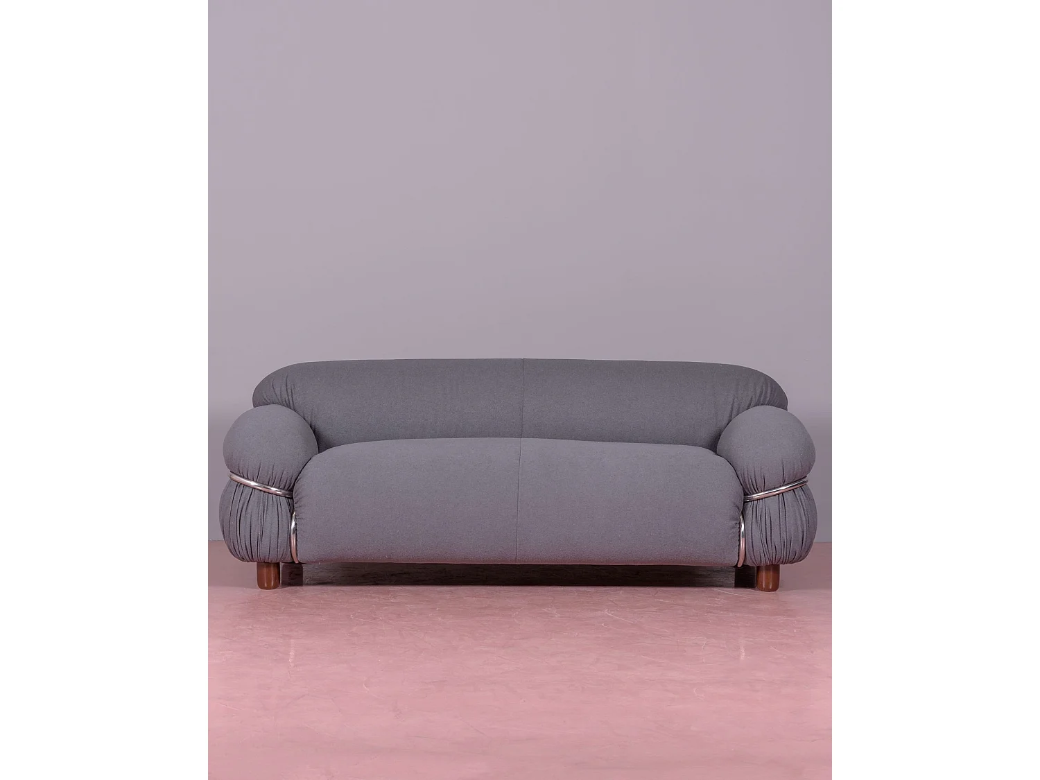 Zweisitzer-Sofa, gepolstert mit Sherpa-Stoff - Olympia - Grau