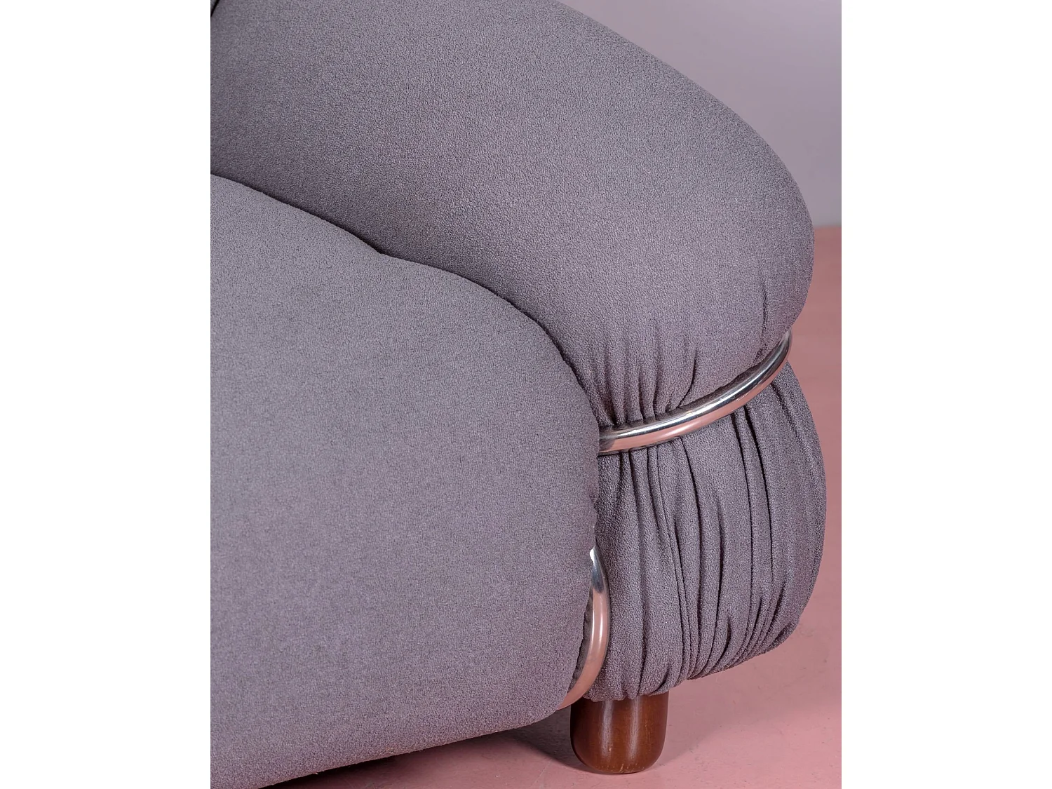 Zweisitzer-Sofa, gepolstert mit Sherpa-Stoff - Olympia - Grau