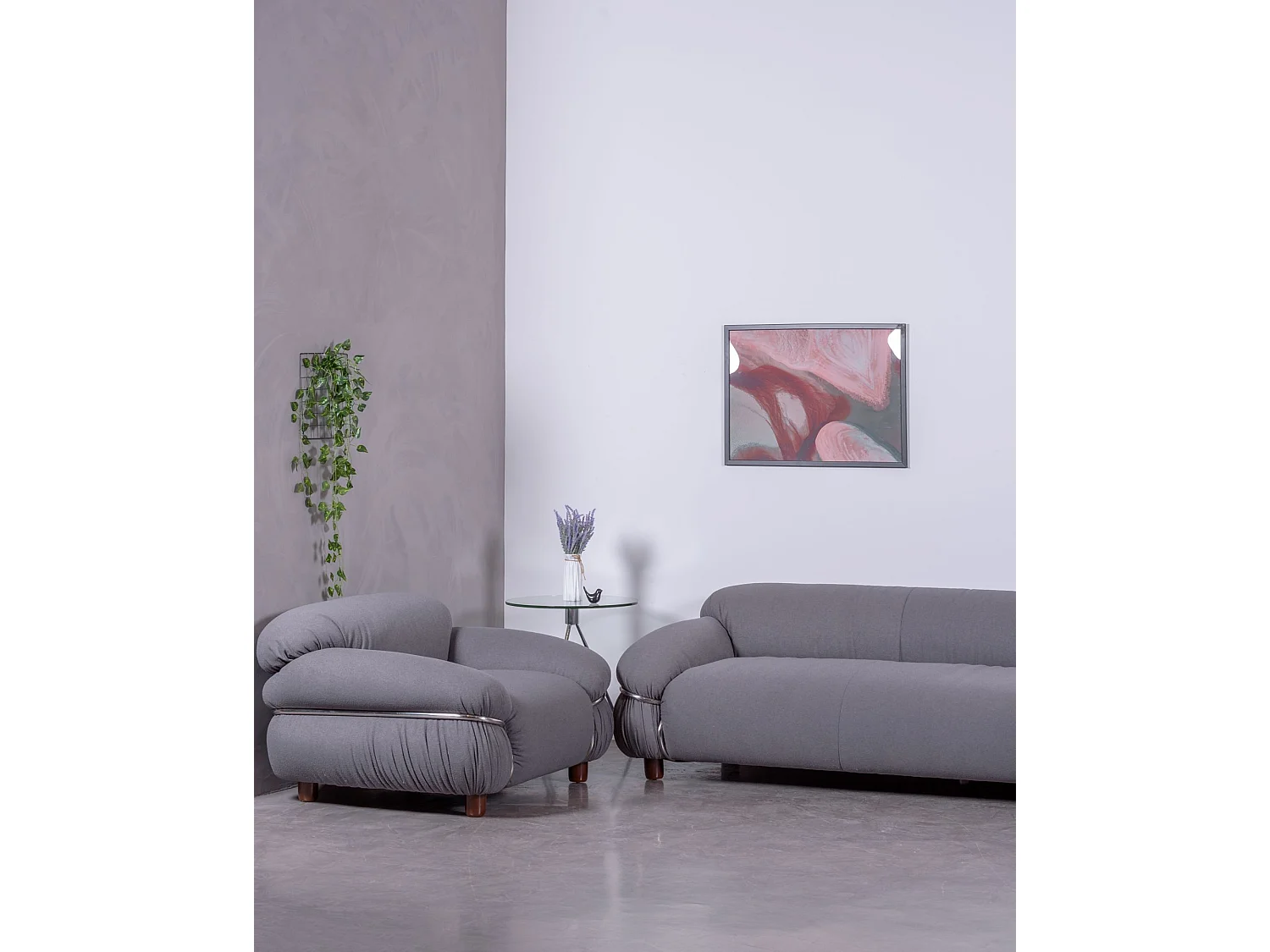 Eenzitsbank bekleed met Sherpa stof - Olympia - Grijs