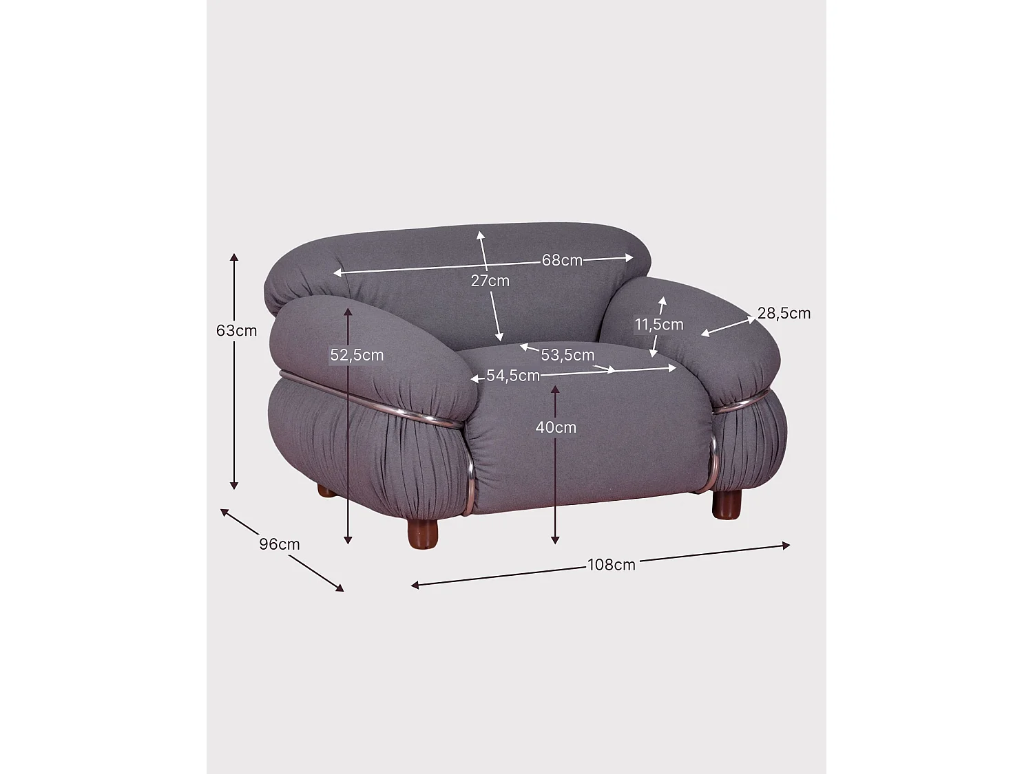 Eenzitsbank bekleed met Sherpa stof - Olympia - Grijs