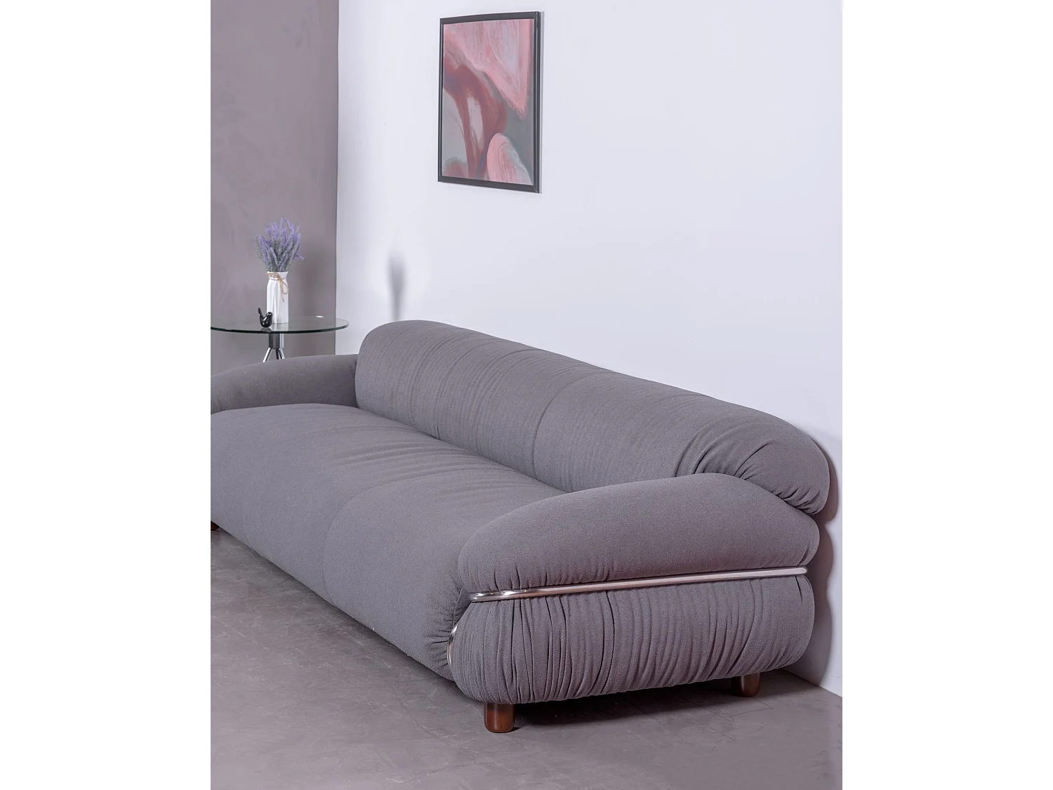 Canapé trois places en tissu Sherpa - Olympia - Gris