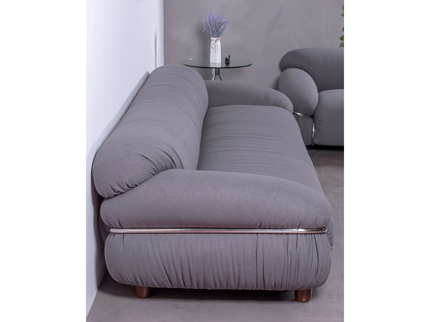 Canapé trois places en tissu Sherpa - Olympia - Gris