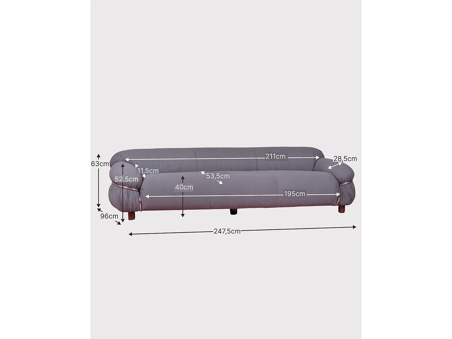 Canapé trois places en tissu Sherpa - Olympia - Gris