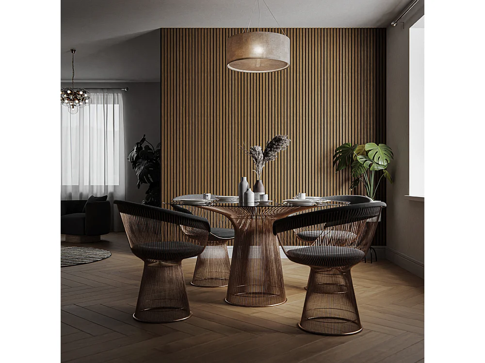 Lot de 2 Panneaux Tasseaux Bois - Chêne Brun Feutre Noir - 3 m², 2500 x 600 mm, Mon Marché Déco