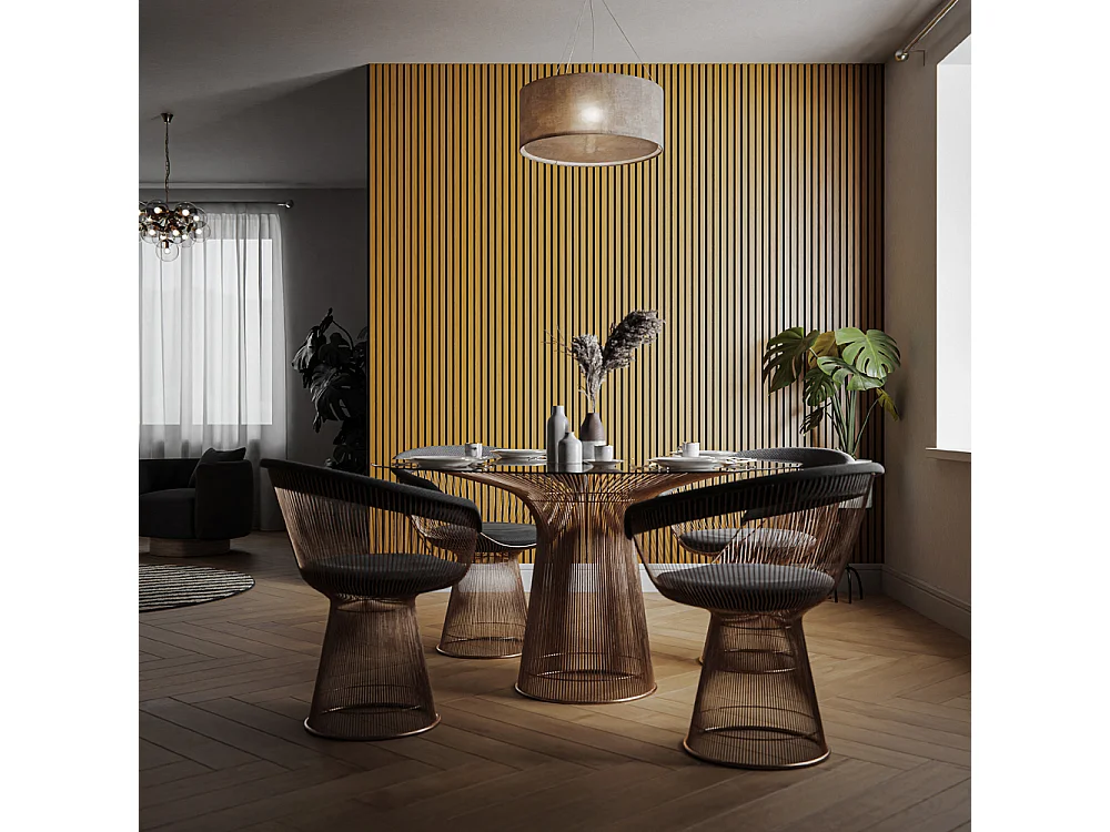 Lot de 2 Panneaux Tasseaux Bois - Chêne Feutre Noir - 3 m², 2500 x 600 mm, Mon Marché Déco