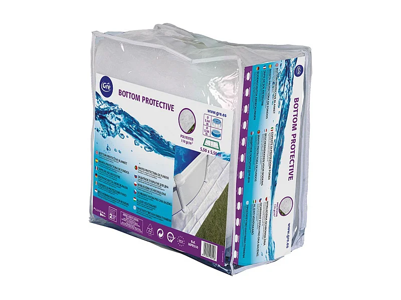 Manta Protectora Gre 400x400 cm 110 g/m2 para Piscinas Redondas de ø 350, 360 y 400 cm | Poliéster Color Blanco
