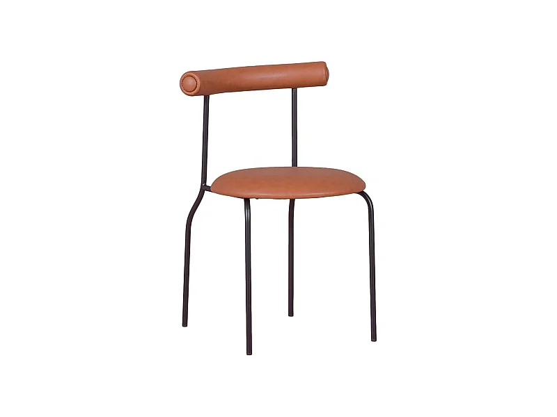 Esszimmerstuhl im Industriestil, gepolstert mit Kunstleder - Elbow - Braun