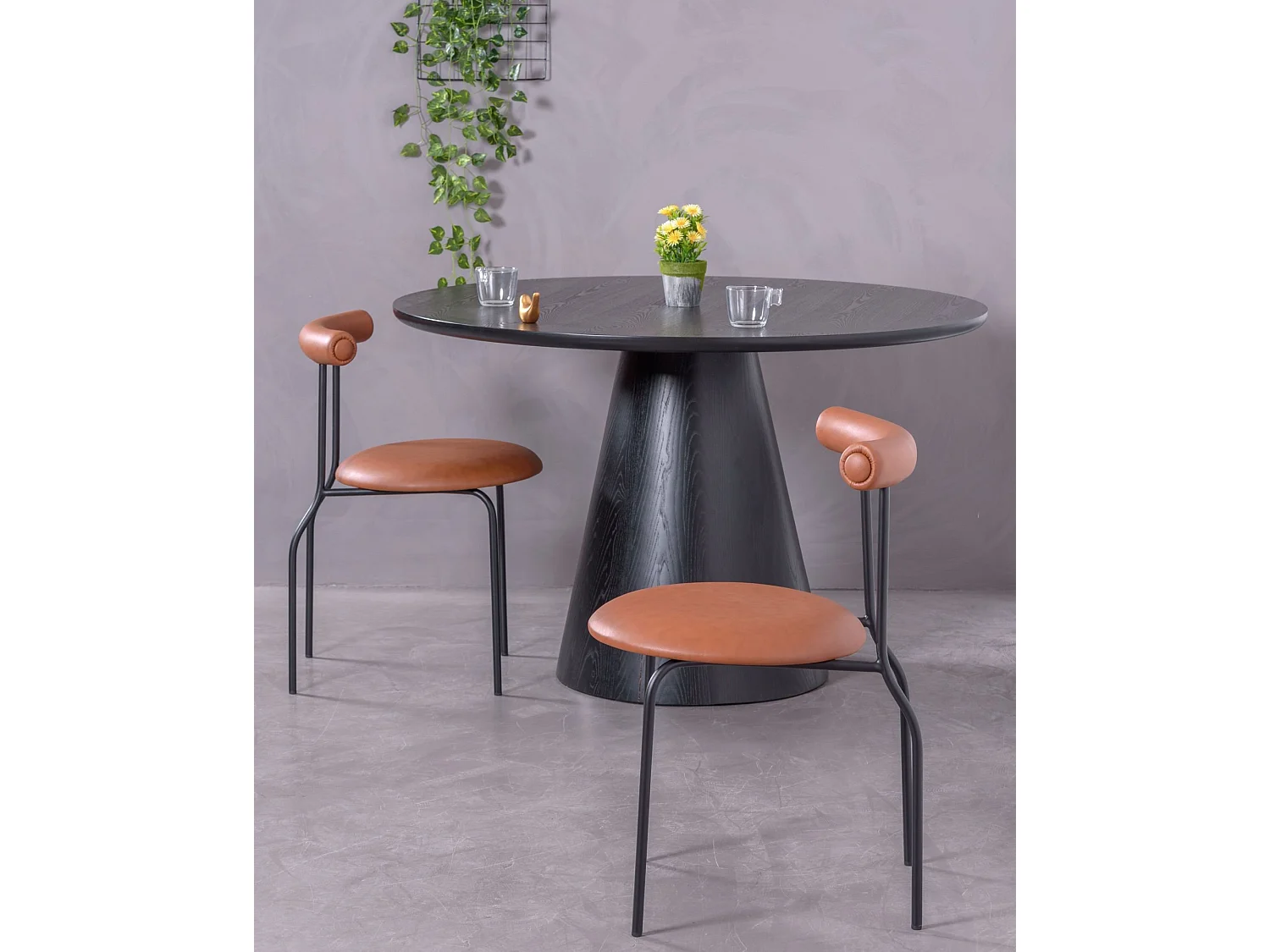 Esszimmerstuhl im Industriestil, gepolstert mit Kunstleder - Elbow - Braun