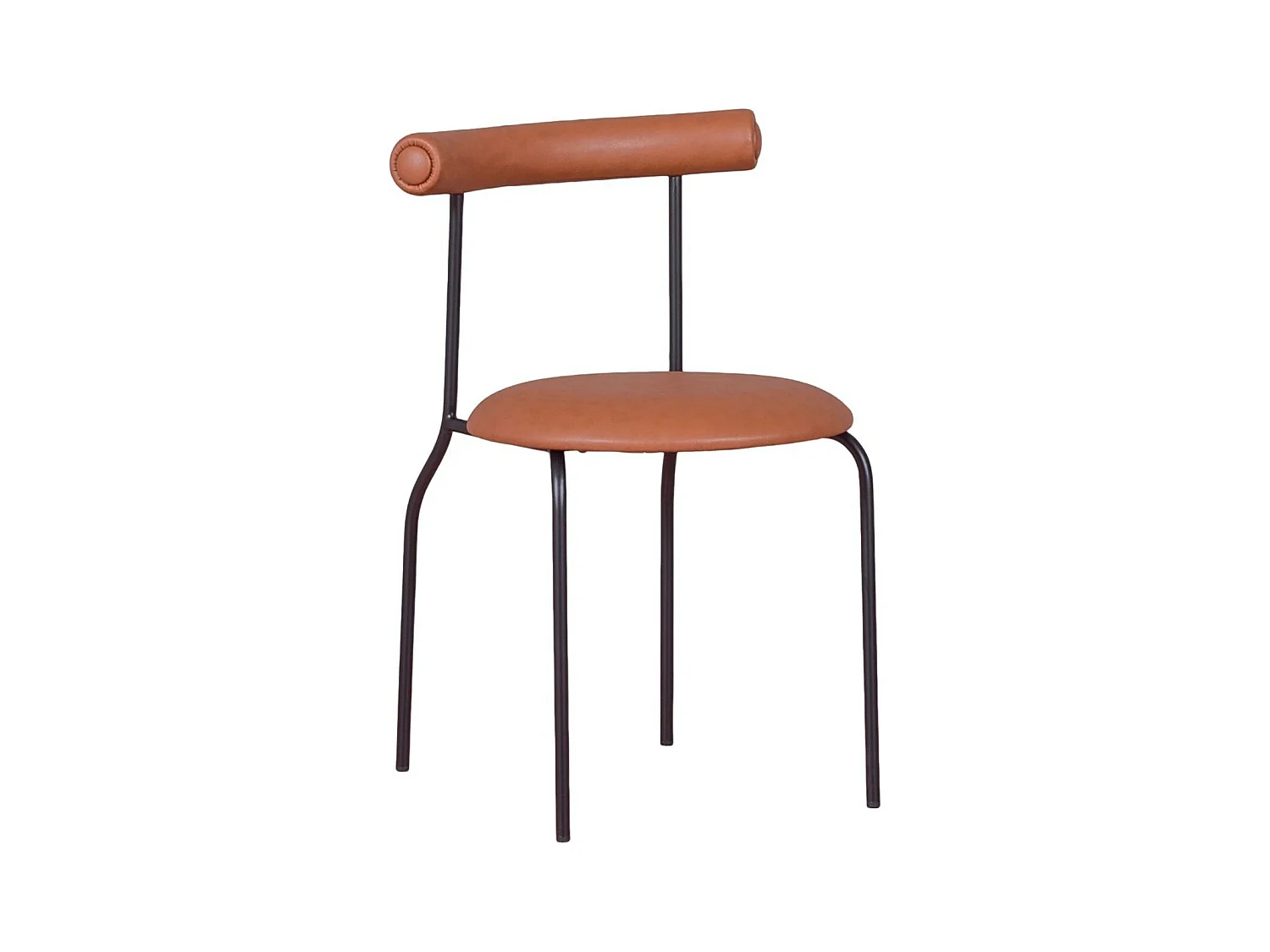 Chaise de salle à manger de style industriel recouverte de similicuir - Elbow - Brun