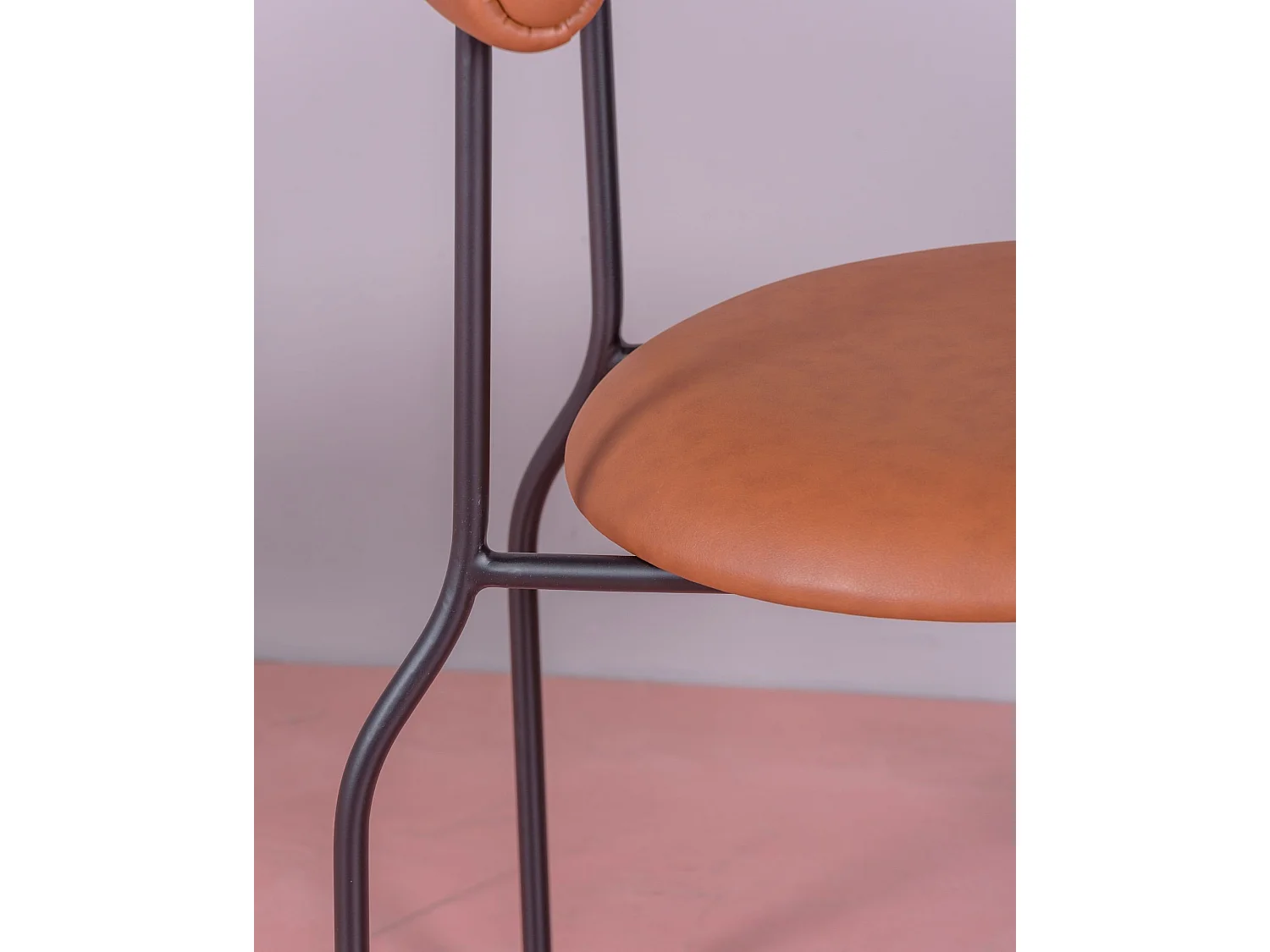 Chaise de salle à manger de style industriel recouverte de similicuir - Elbow - Brun