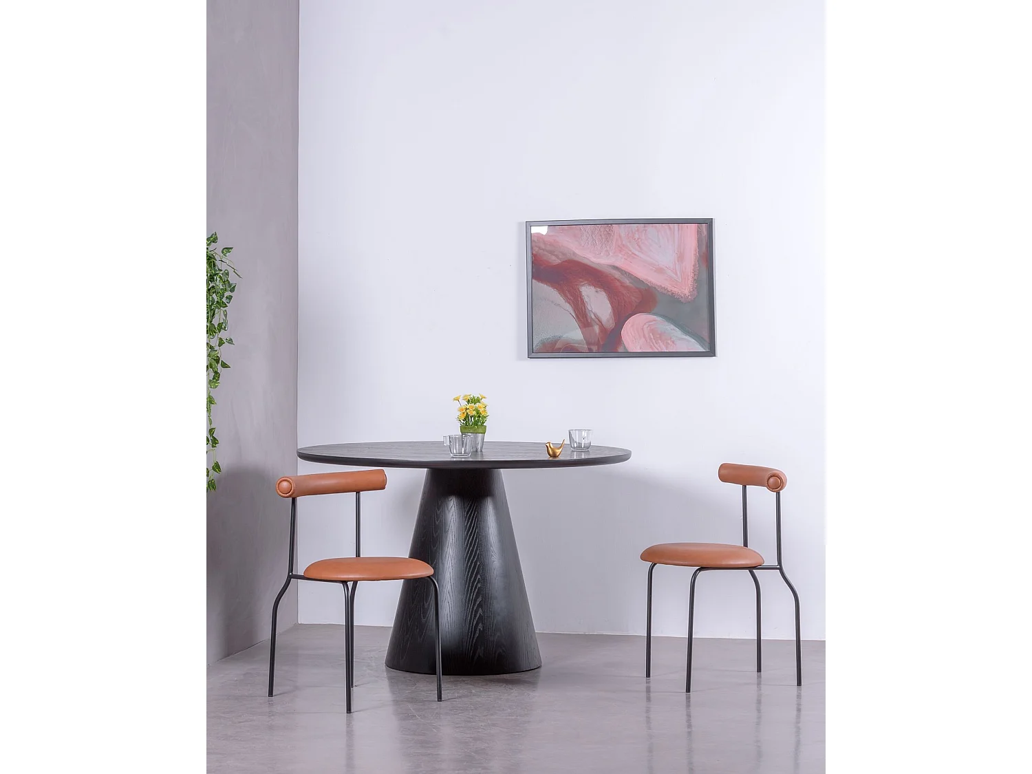 Chaise de salle à manger de style industriel recouverte de similicuir - Elbow - Brun