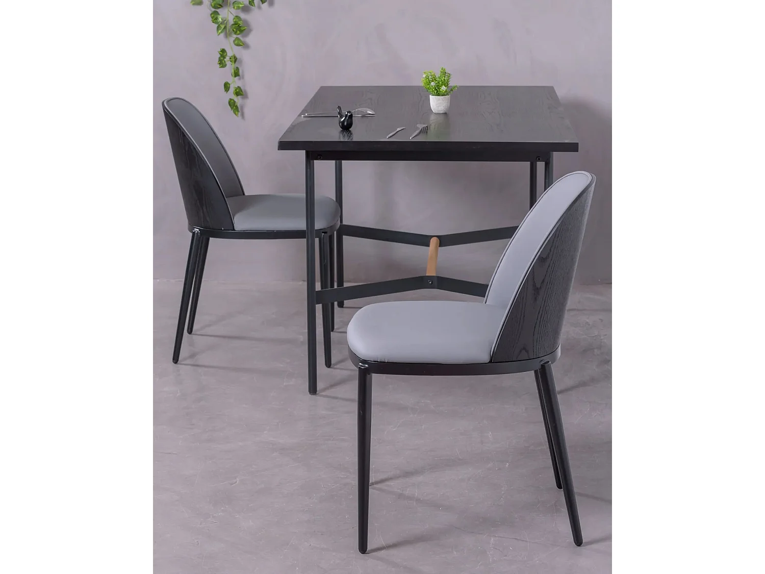 Chaise de salle à manger design tapissée - Cottage - Gris