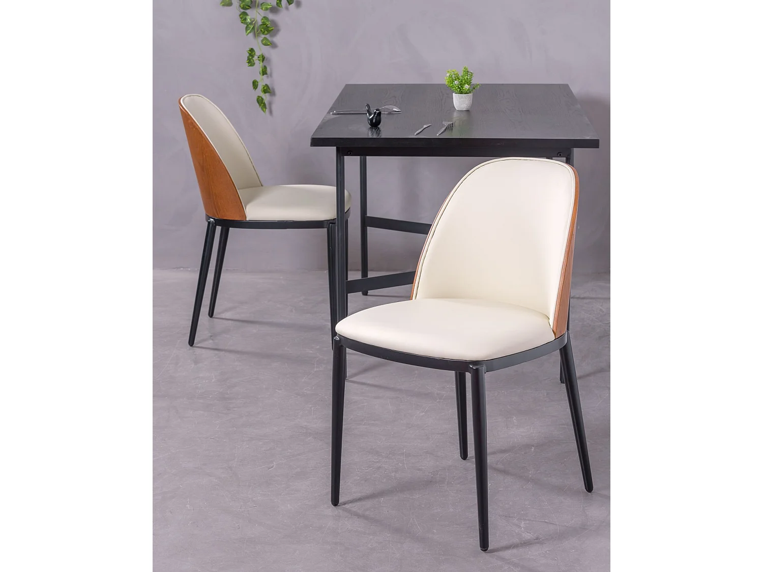 Chaise de salle à manger design tapissée - Cottage - Blanc