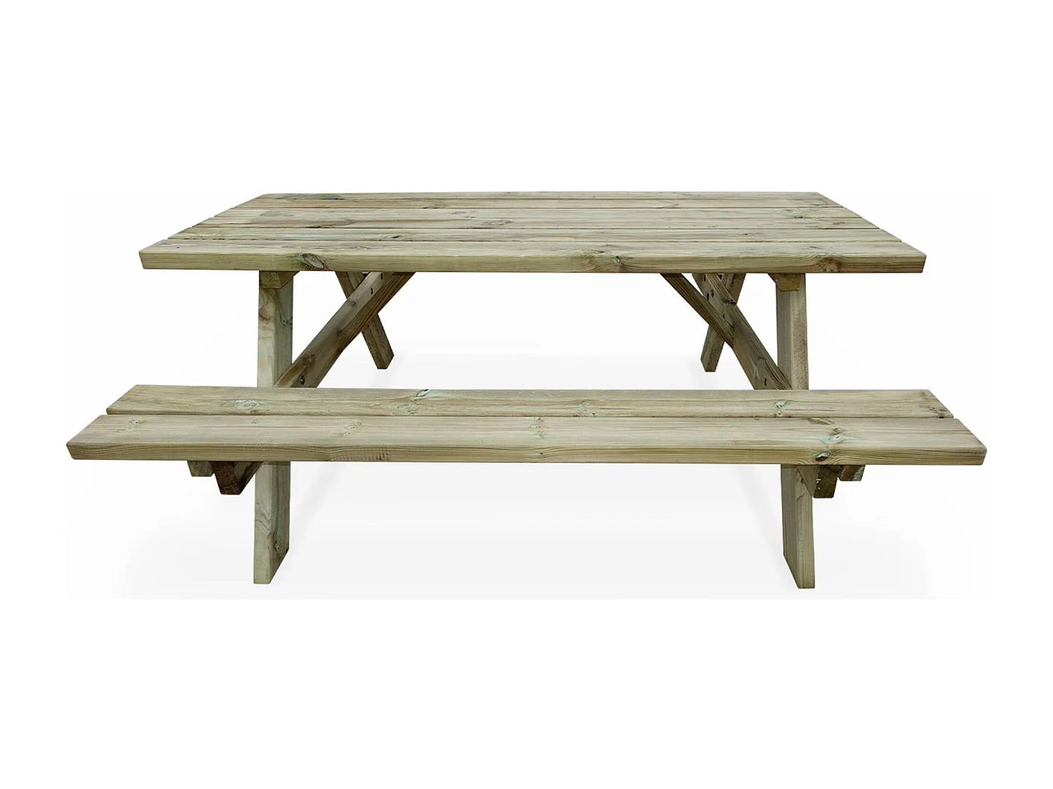 Set 4 tavoli da picnic in legno con 6 posti, marrone naturale