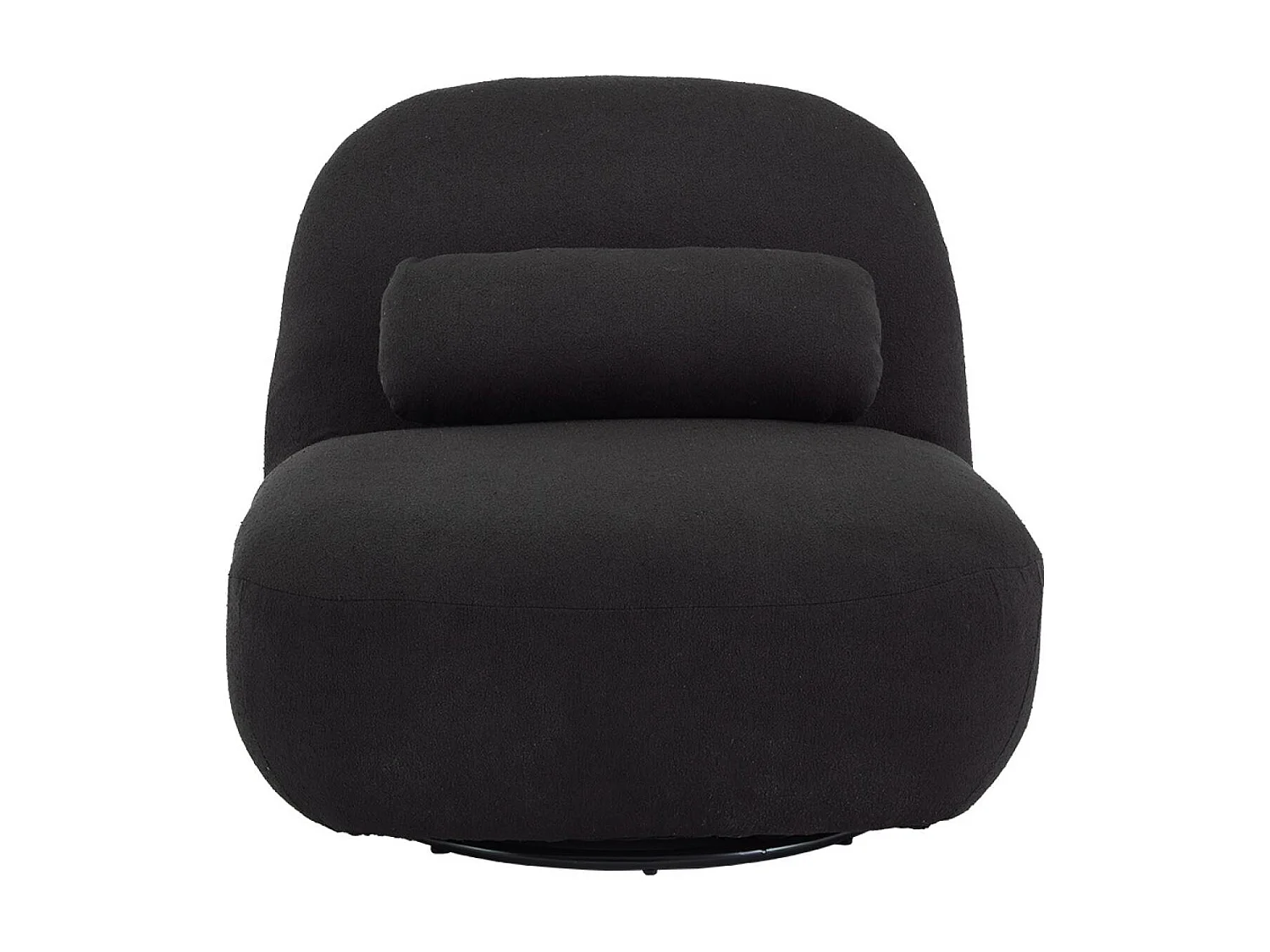 Fauteuil pivotant 360° en bouclette texturée noir. piètement en métal noir mat - SPINO