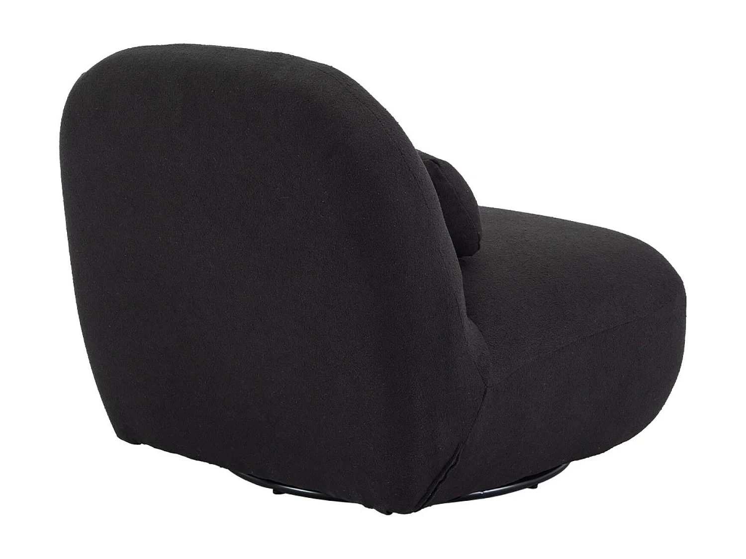 Fauteuil pivotant 360° en bouclette texturée noir. piètement en métal noir mat - SPINO