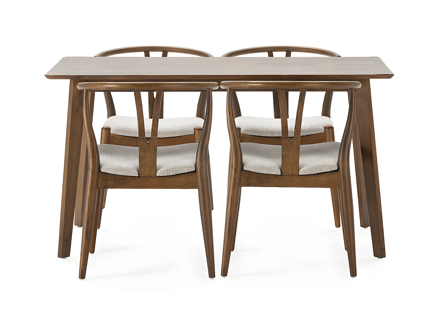 Juego de mesa 140x80 cm y 4 sillas de comedor Rustic color Nogal