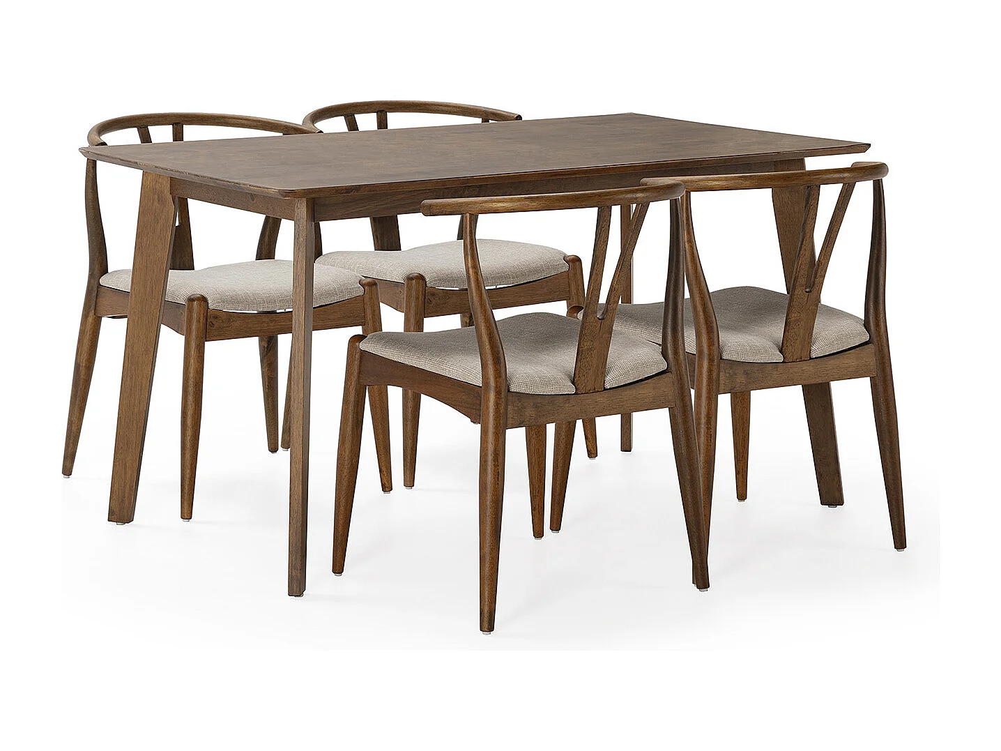 Juego de mesa 140x80 cm y 4 sillas de comedor Rustic color Nogal