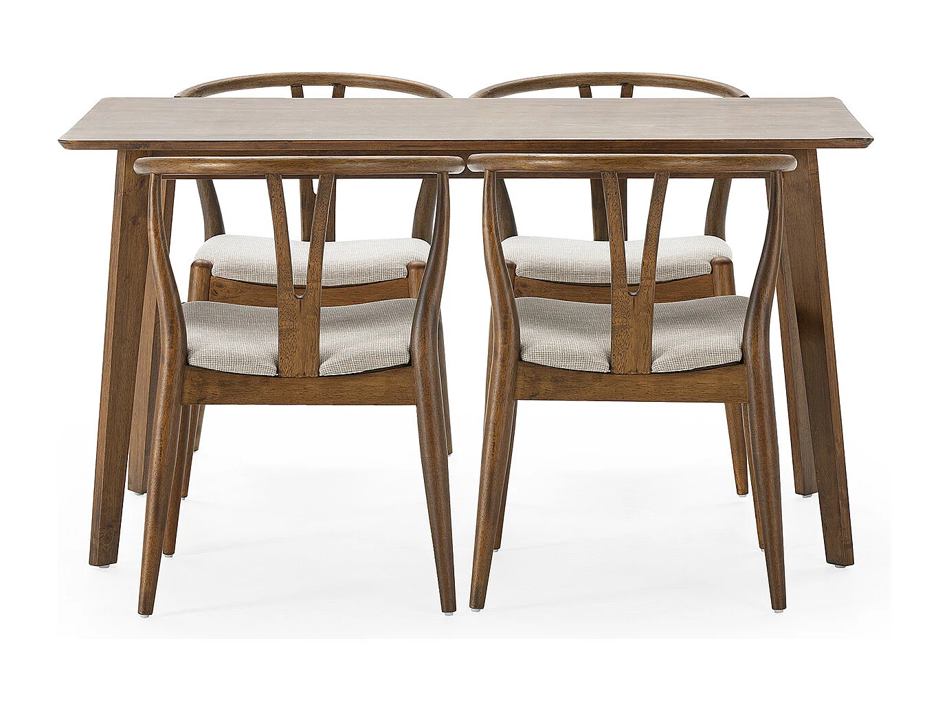 Juego de mesa 140x80 cm y 4 sillas de comedor Rustic color Nogal