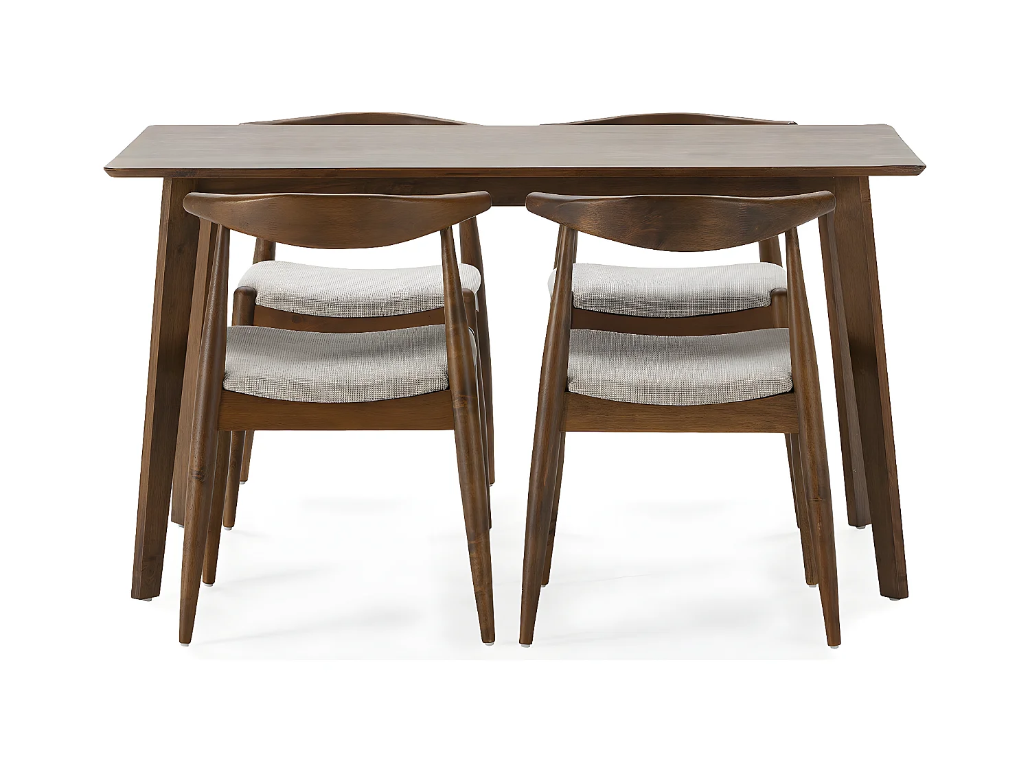 Juego de mesa 140x80 cm y 4 sillas de comedor Corzo color Nogal