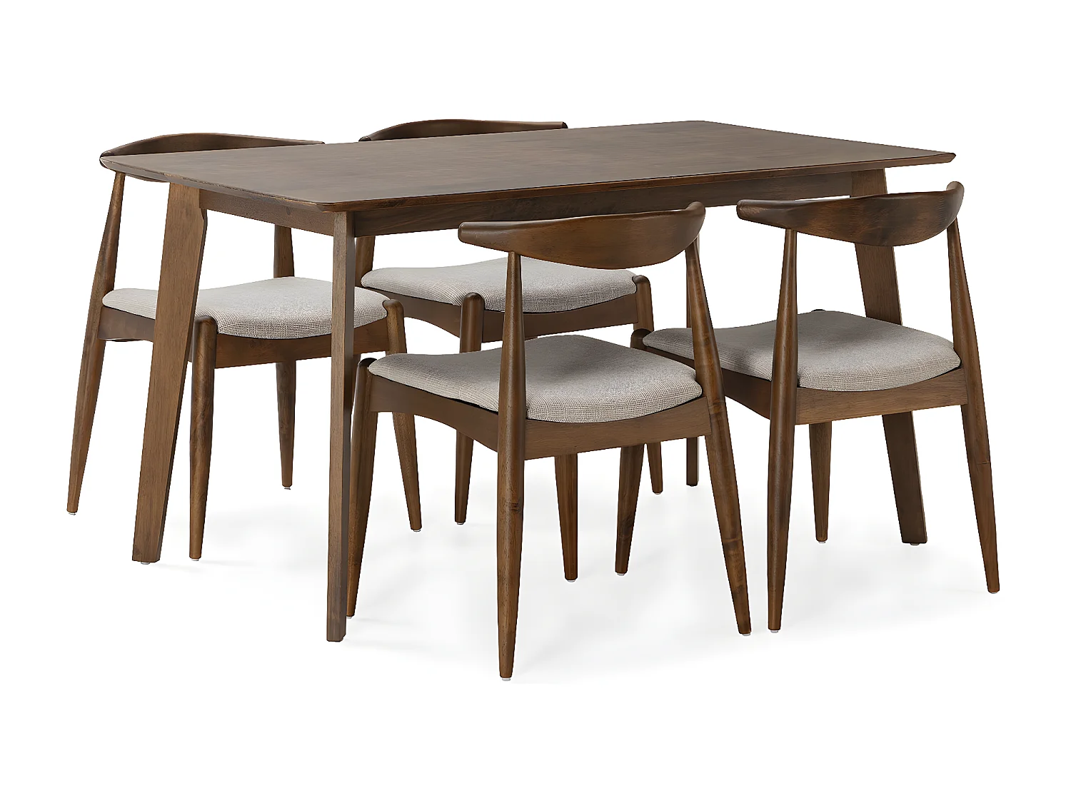 Juego de mesa 140x80 cm y 4 sillas de comedor Corzo color Nogal