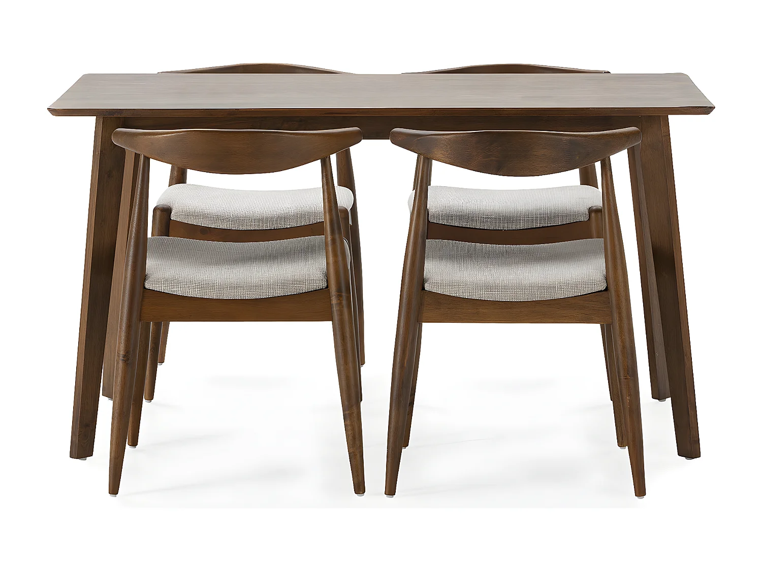 Juego de mesa 140x80 cm y 4 sillas de comedor Corzo color Nogal