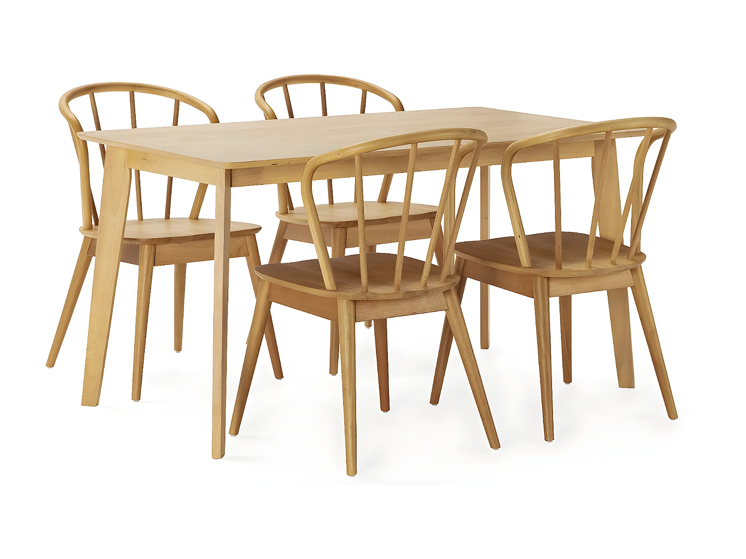 Juego de mesa 140x80 cm y 4 sillas de comedor Brisa color Roble