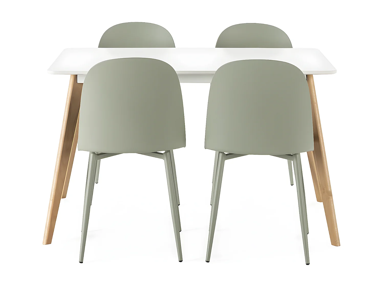 Juego de mesa 120x80 cm y 4 sillas de comedor Kana color Verde