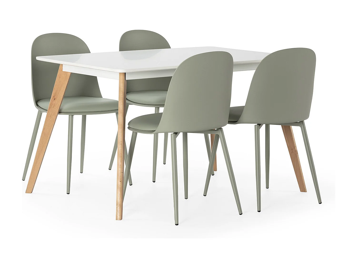 Juego de mesa 120x80 cm y 4 sillas de comedor Kana color Verde