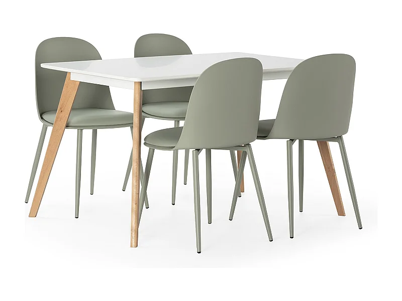 Juego de mesa 120x80 cm y 4 sillas de comedor Kana color Verde