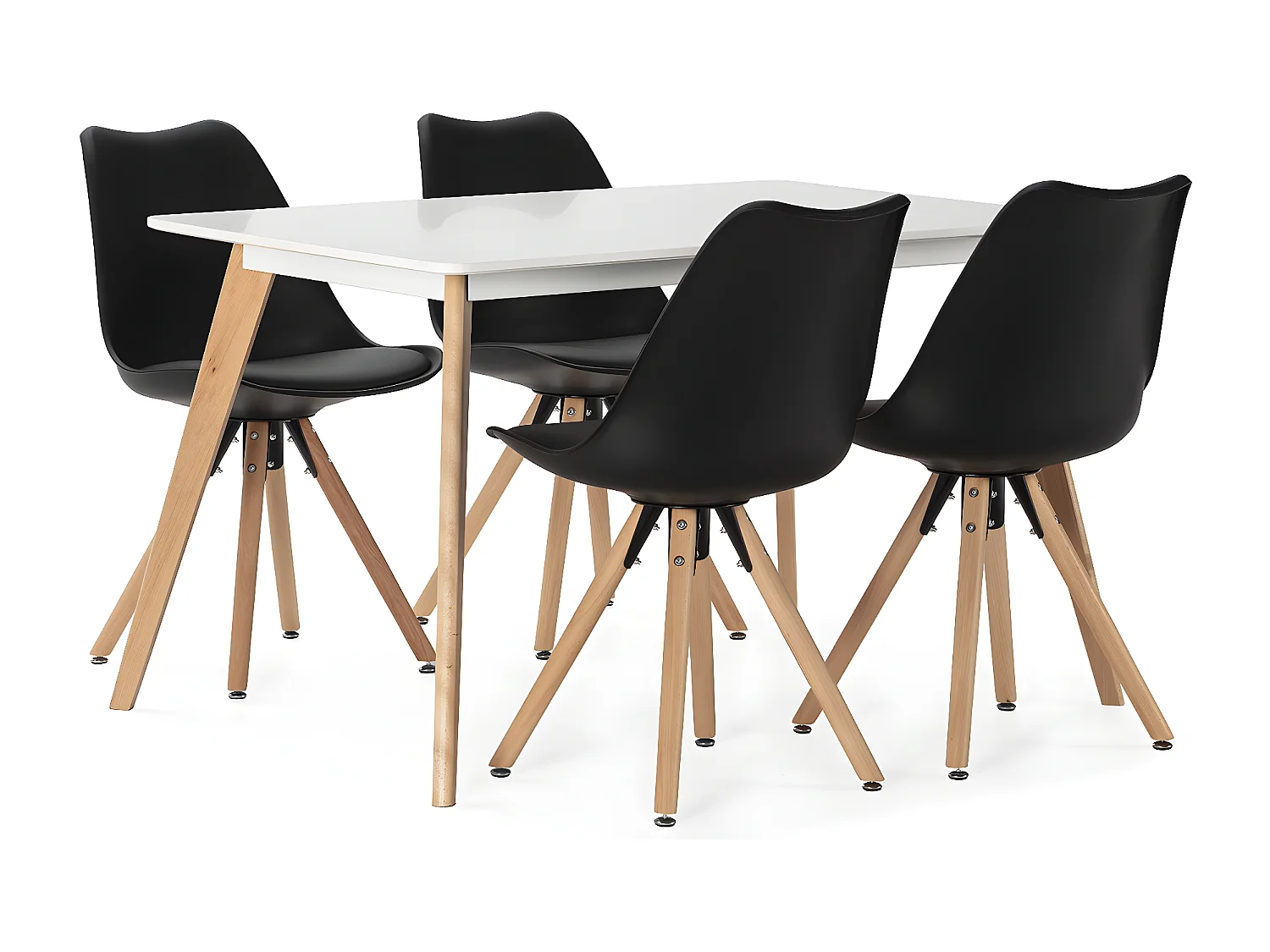 Juego de mesa 120x80 cm y 4 sillas de comedor Jeff color Negro