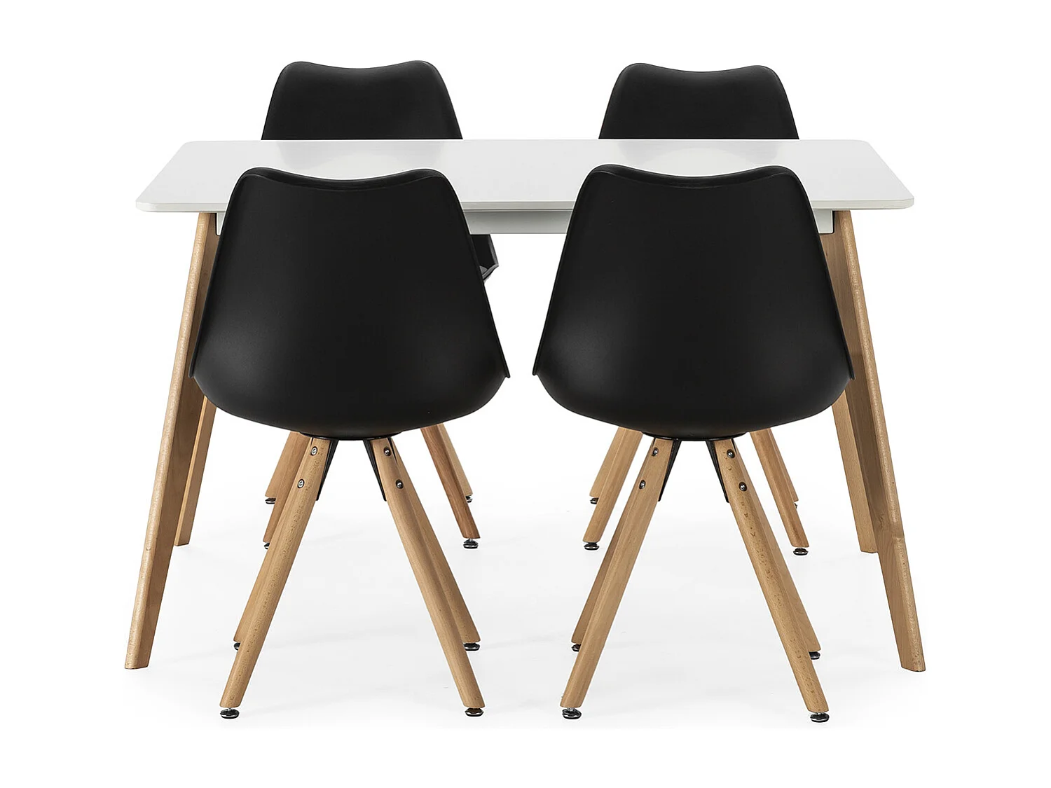 Juego de mesa 120x80 cm y 4 sillas de comedor Jeff color Negro