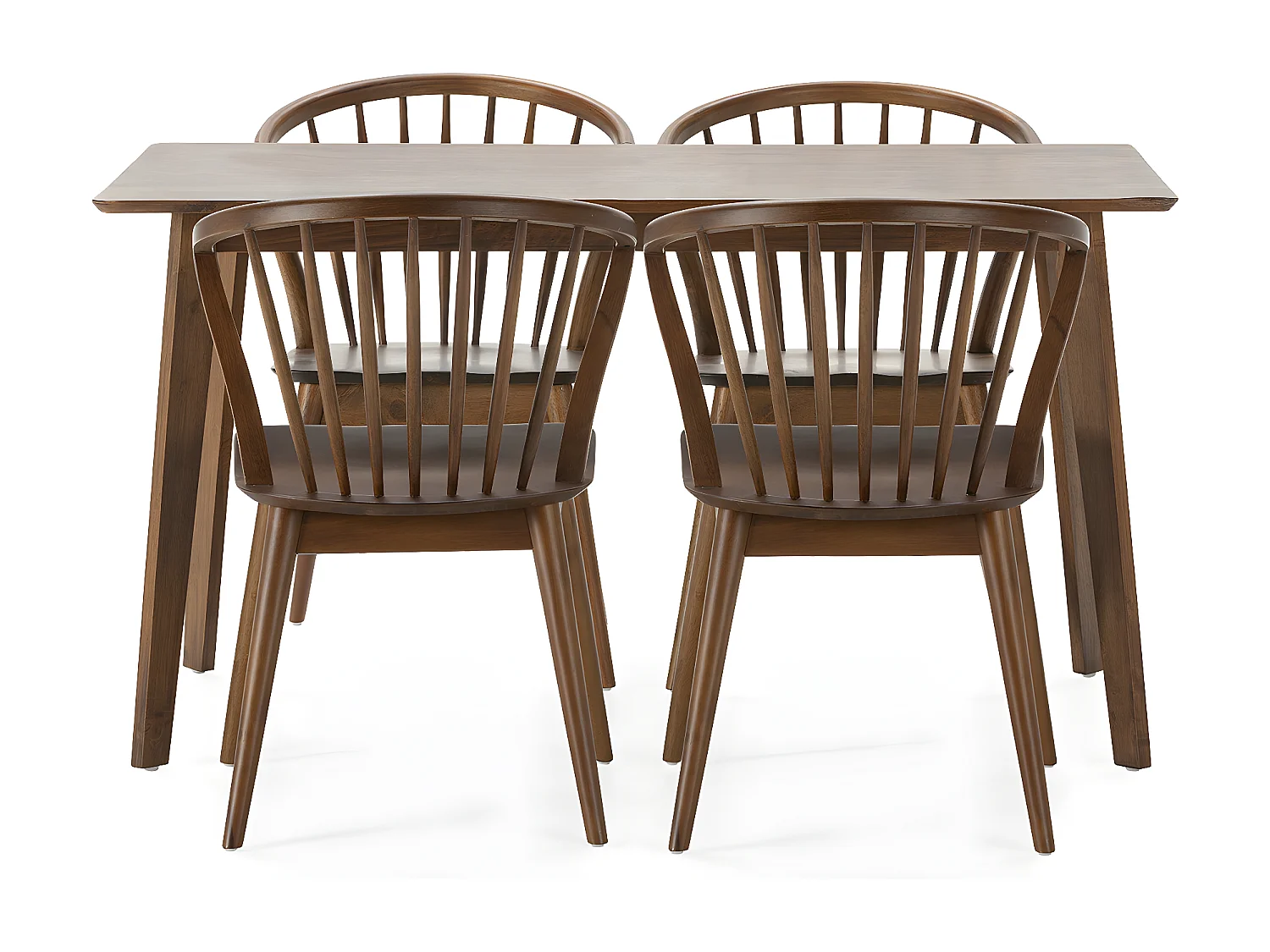 Juego de mesa 140x80 cm y 4 sillas de comedor Mura color Nogal