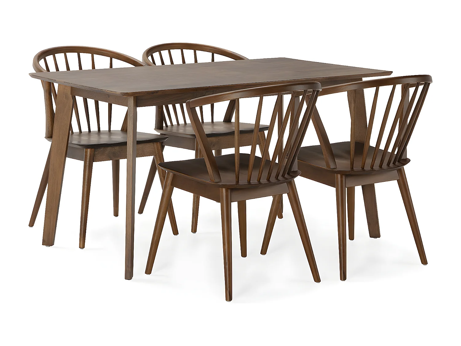 Juego de mesa 140x80 cm y 4 sillas de comedor Mura color Nogal