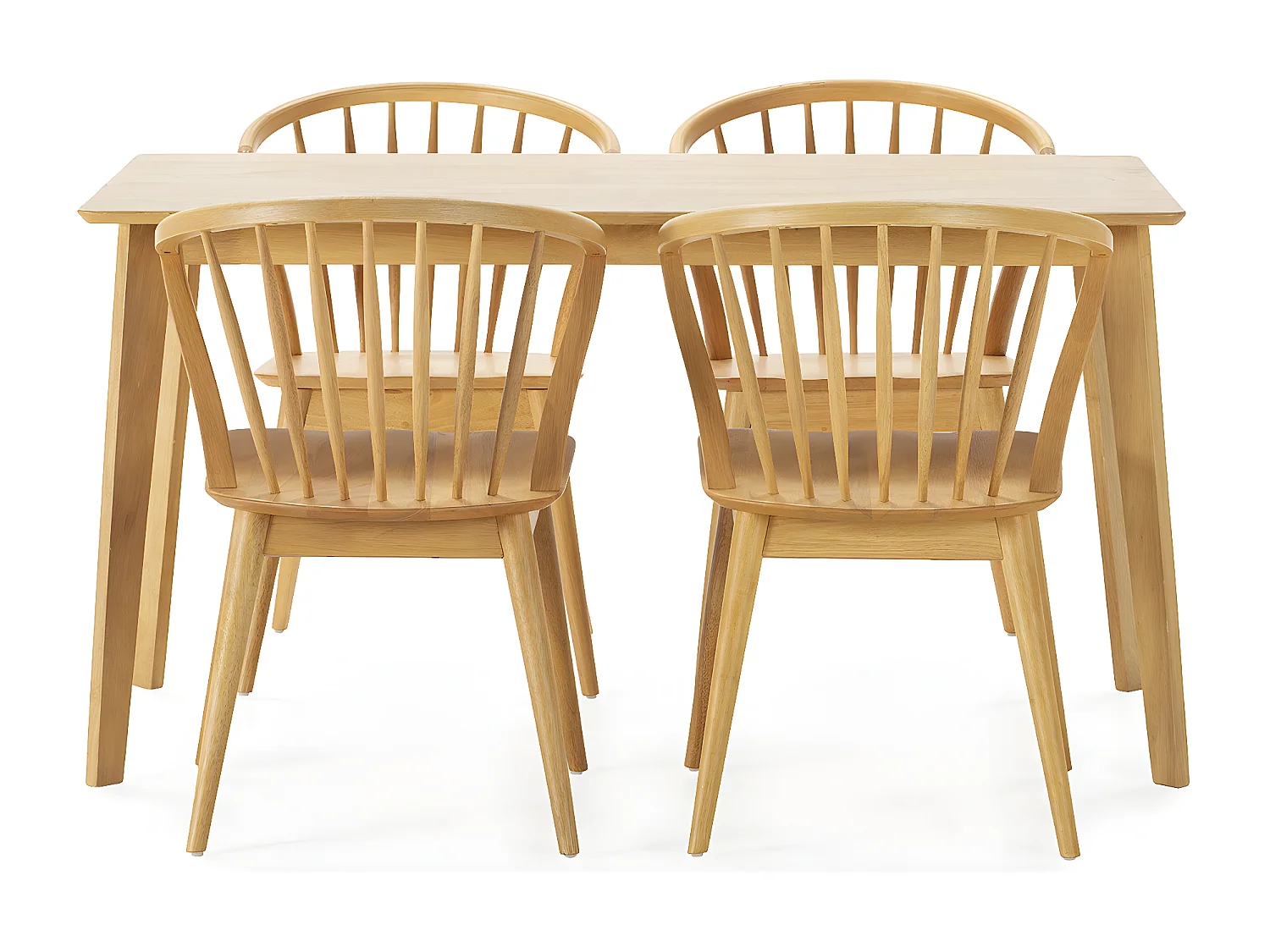 Juego de mesa 140x80 cm y 4 sillas de comedor Mura color Roble