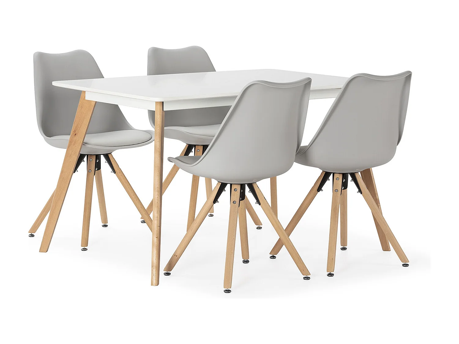 Juego de mesa 120x80 cm y 4 sillas de comedor Jeff color Gris